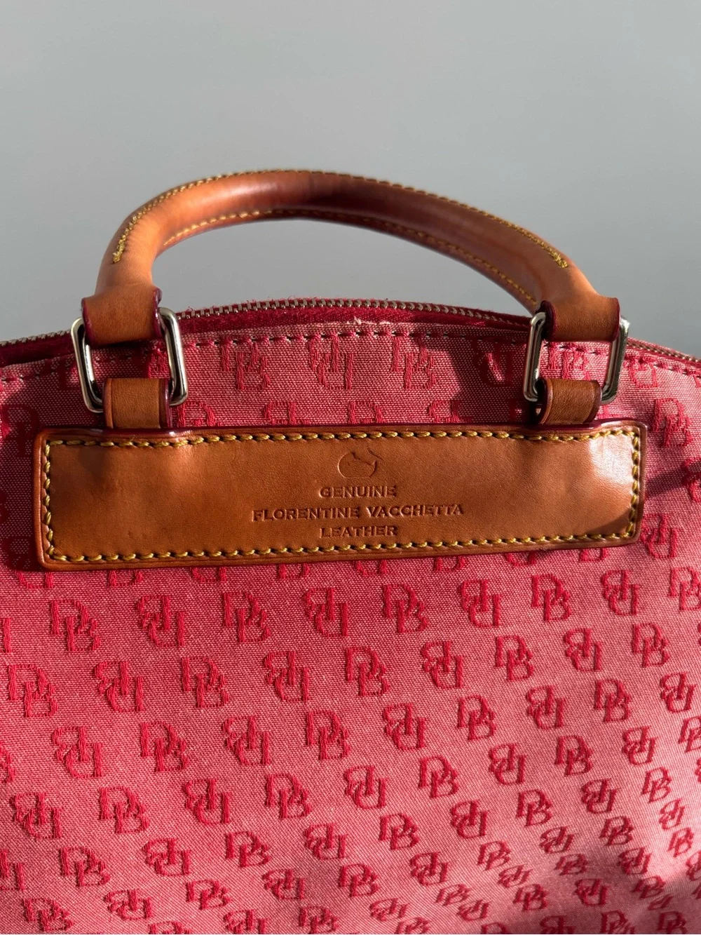 Dooney & Bourke Strawberry Pink Logo Canvas & Leather Satchel Crossbody Bag